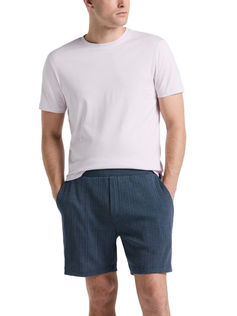 Perry Ellis Men's Ribbed Striped Drawstring 7" Shorts - Blue Mirage NWT